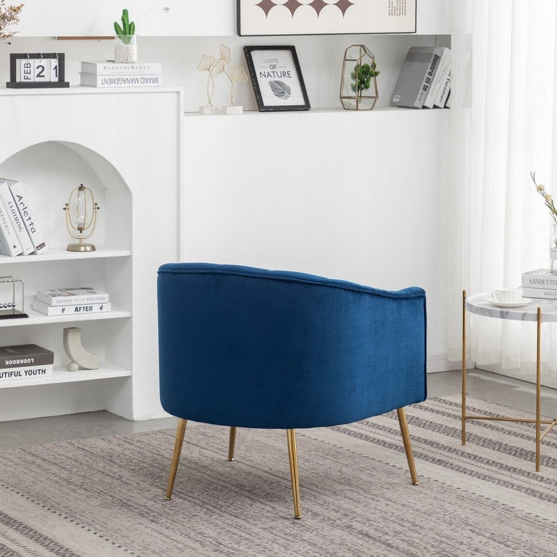 SEYNAR Modern Glam Velvet Accent Vanity Chair with Golden Metal Legs for Living Room