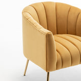 SEYNAR Modern Glam Velvet Accent Vanity Chair with Golden Metal Legs for Living Room