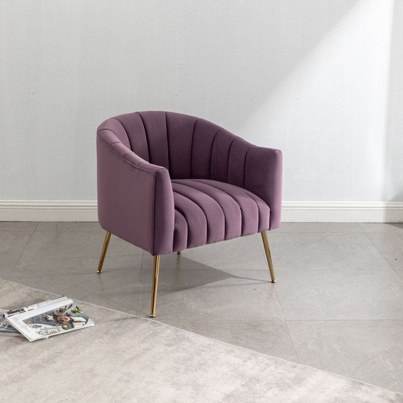 SEYNAR Modern Glam Velvet Accent Vanity Chair with Golden Metal Legs for Living Room
