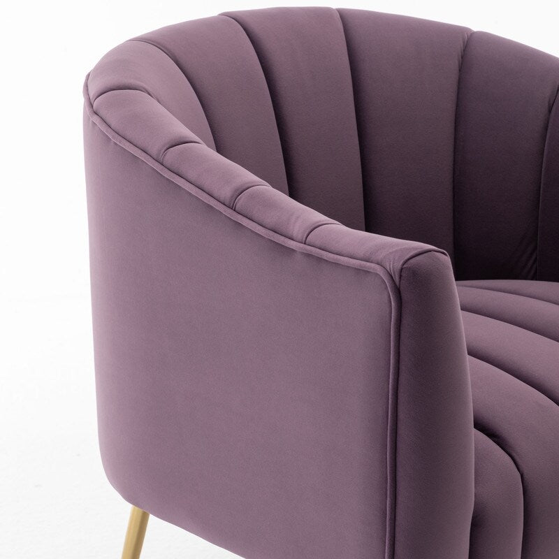 SEYNAR Modern Glam Velvet Accent Vanity Chair with Golden Metal Legs for Living Room