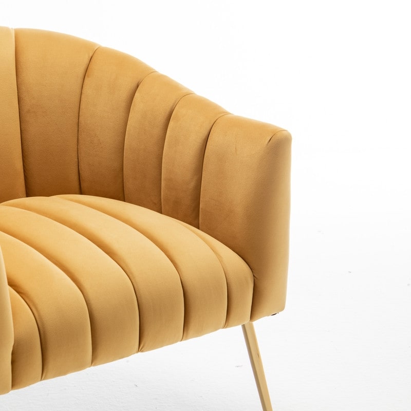SEYNAR Modern Glam Velvet Accent Vanity Chair with Golden Metal Legs for Living Room