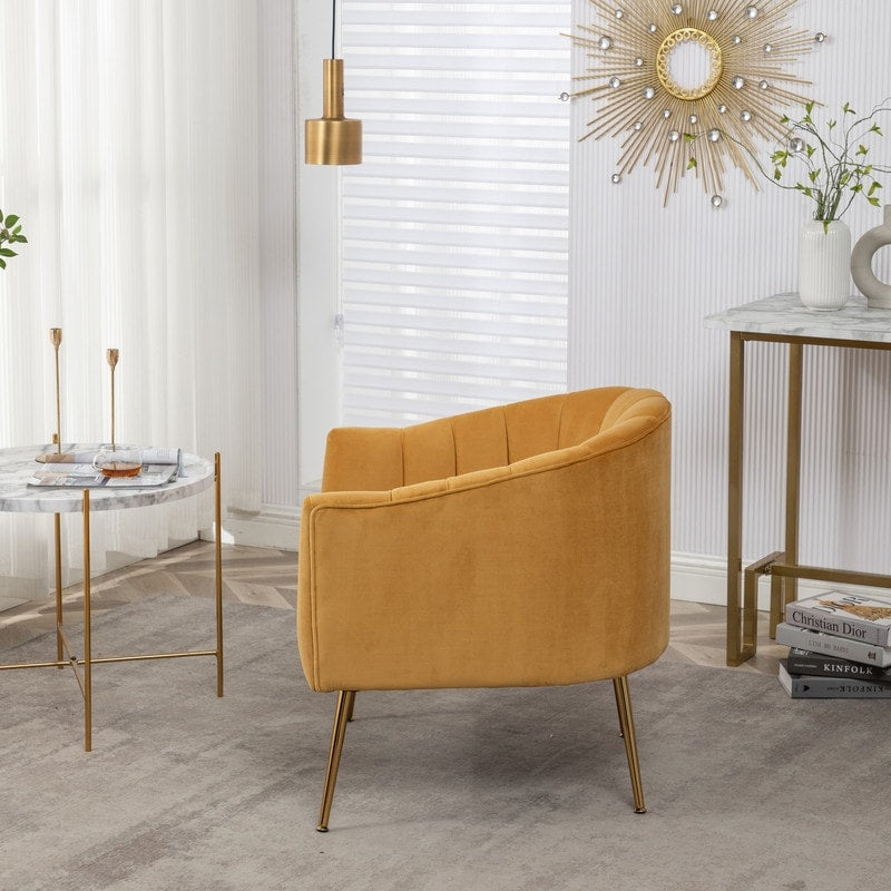 SEYNAR Modern Glam Velvet Accent Vanity Chair with Golden Metal Legs for Living Room