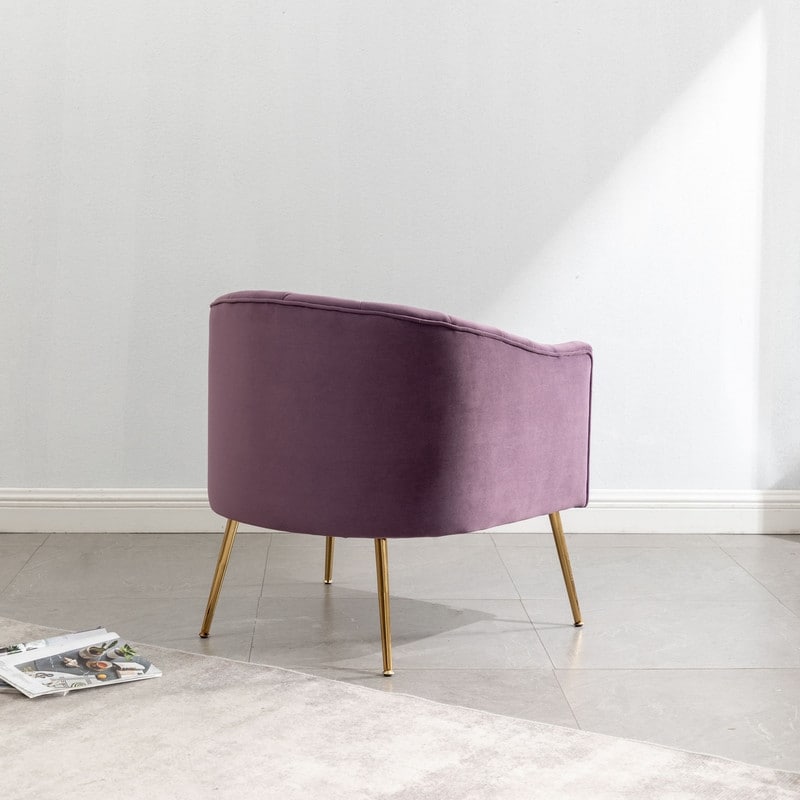SEYNAR Modern Glam Velvet Accent Vanity Chair with Golden Metal Legs for Living Room
