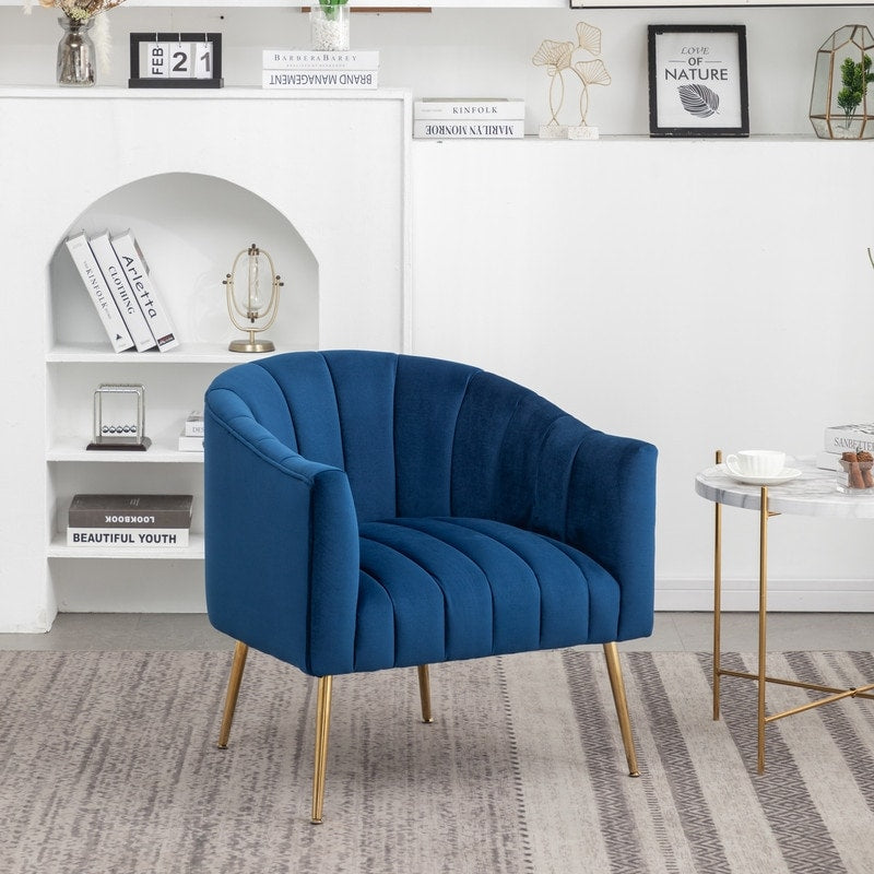SEYNAR Modern Glam Velvet Accent Vanity Chair with Golden Metal Legs for Living Room