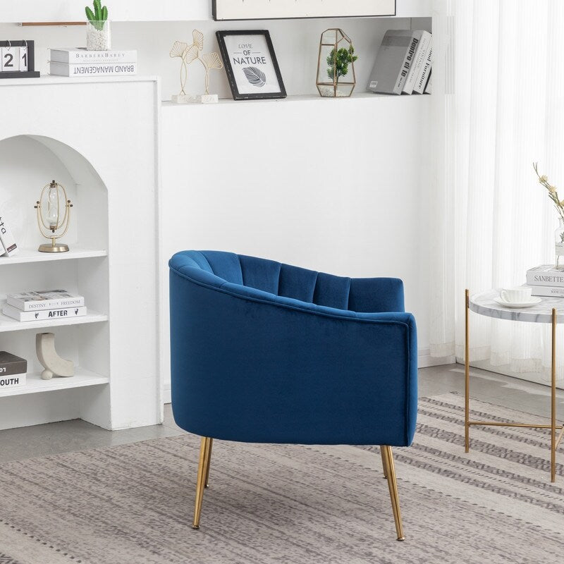 SEYNAR Modern Glam Velvet Accent Vanity Chair with Golden Metal Legs for Living Room