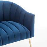 SEYNAR Modern Glam Velvet Accent Vanity Chair with Golden Metal Legs for Living Room