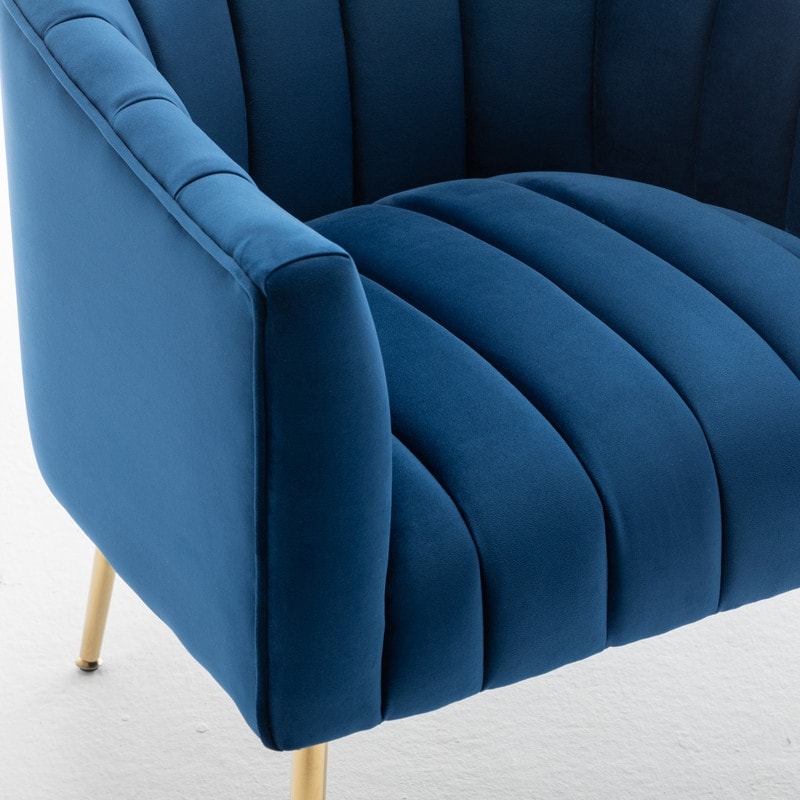 SEYNAR Modern Glam Velvet Accent Vanity Chair with Golden Metal Legs for Living Room