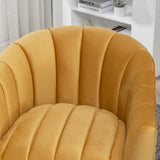 SEYNAR Modern Glam Velvet Upholstered Round Swivel Accent Arm Barrel Chair for Living Room