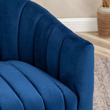 SEYNAR Modern Glam Velvet Upholstered Round Swivel Accent Arm Barrel Chair for Living Room