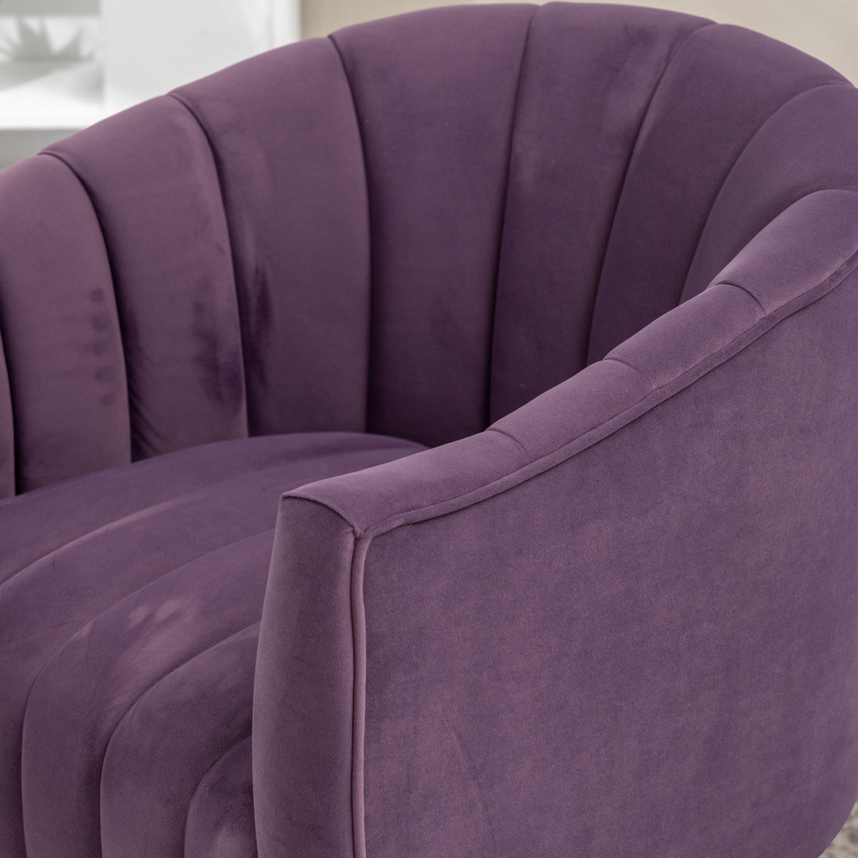 SEYNAR Modern Glam Velvet Upholstered Round Swivel Accent Arm Barrel Chair for Living Room