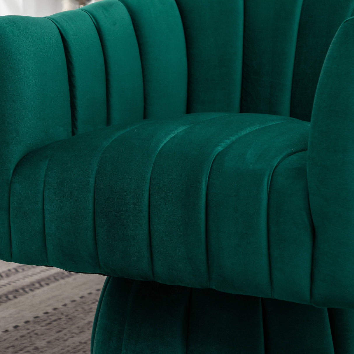 SEYNAR Modern Glam Velvet Upholstered Round Swivel Accent Arm Barrel Chair for Living Room