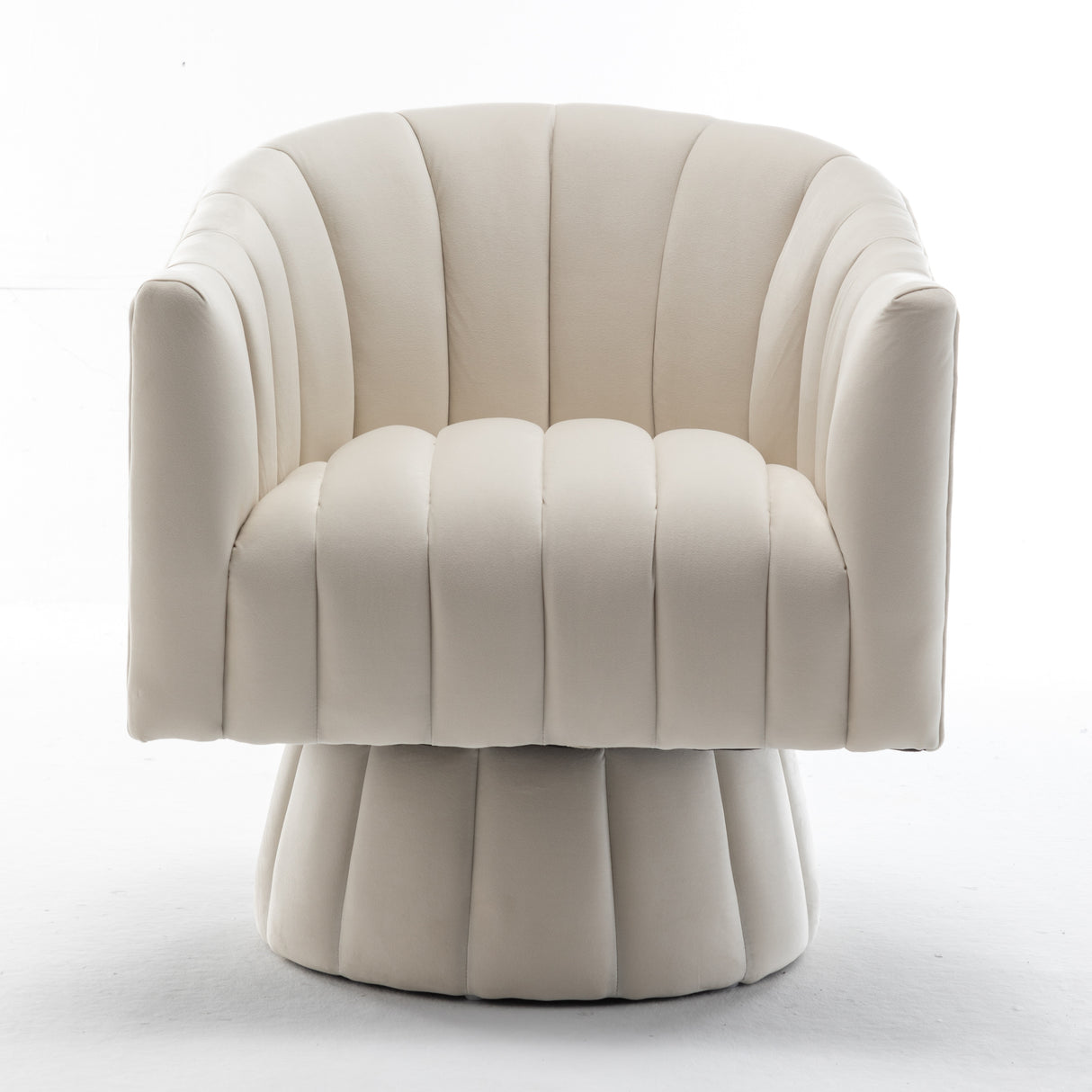 SEYNAR Modern Glam Velvet Upholstered Round Swivel Accent Arm Barrel Chair for Living Room