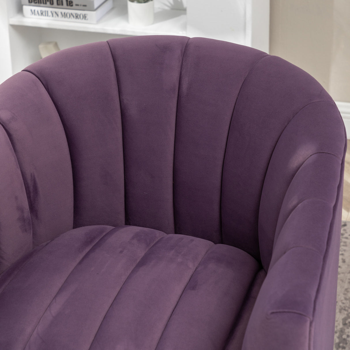 SEYNAR Modern Glam Velvet Upholstered Round Swivel Accent Arm Barrel Chair for Living Room