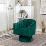 SEYNAR Modern Glam Velvet Upholstered Round Swivel Accent Arm Barrel Chair for Living Room