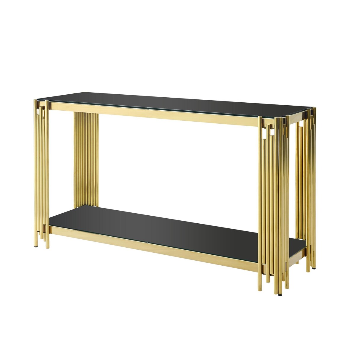 Modern Glass Console Table with Sturdy Metal Frame