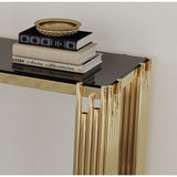 Modern Glass Console Table with Sturdy Metal Frame