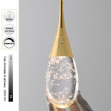 Modern Gold 1-Light Dimmable Crystal Pendant Light Fixture