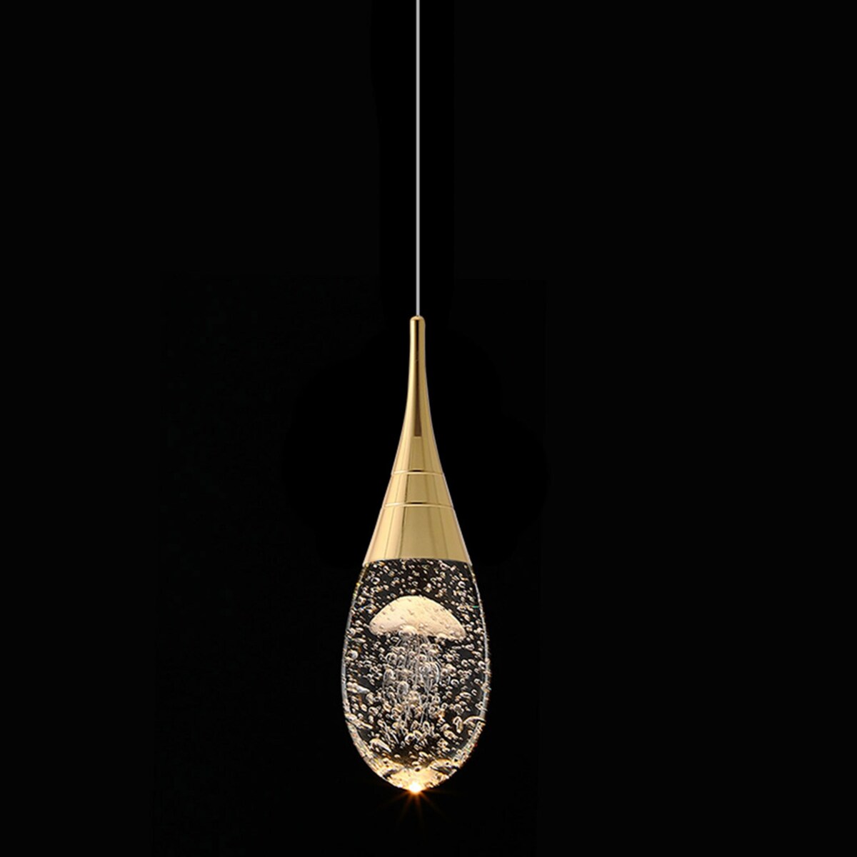 Modern Gold 1-Light Dimmable Crystal Pendant Light Fixture