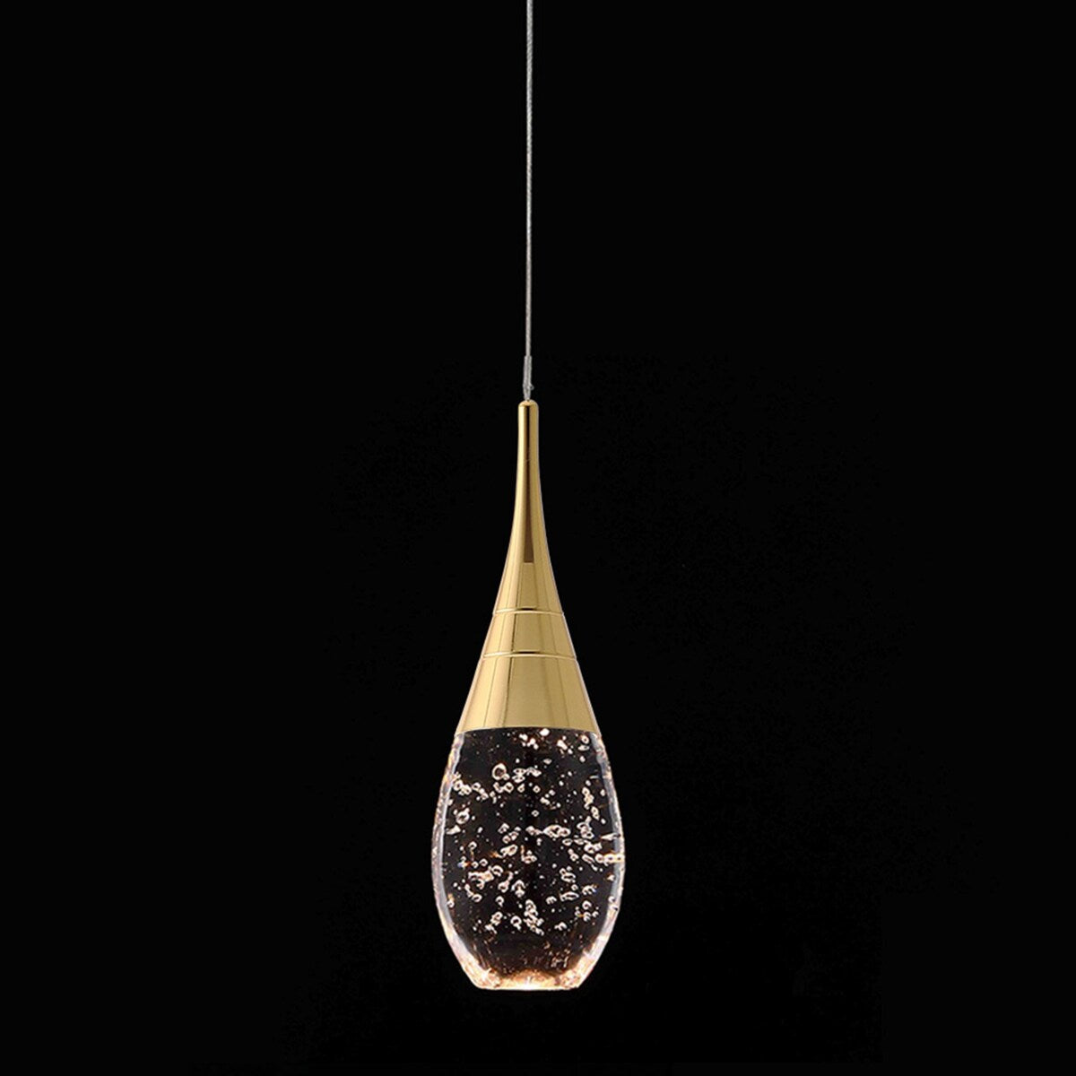 Modern Gold 1-Light Dimmable Crystal Pendant Light Fixture