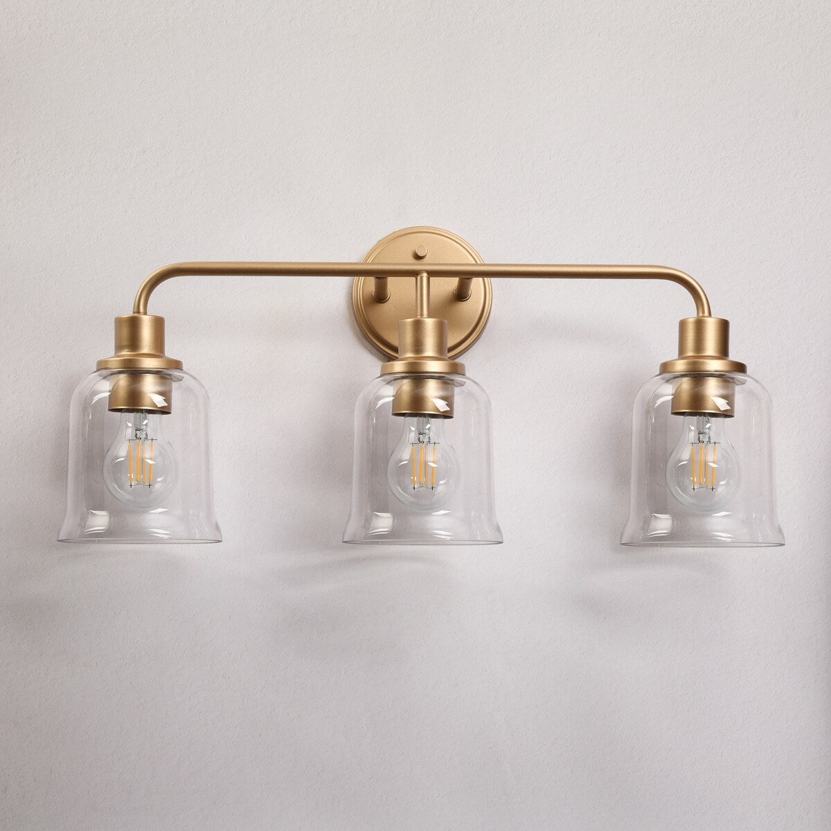 Modern Gold 3-Light Glass Bathroom Vanity light Bell Wall Sconces - W22.8" * L10.8"