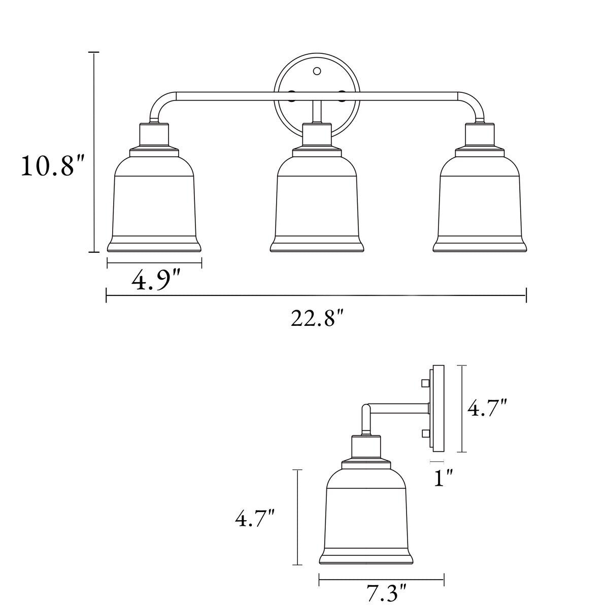 Modern Gold 3-Light Glass Bathroom Vanity light Bell Wall Sconces - W22.8" * L10.8"