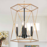 Modern Contemporary Gold Chandelier Geometric Lantern Large Kitchen Island Pendant Lights - Gold and Black - D12.5"x H 18"