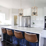 Modern Contemporary Gold Chandelier Geometric Lantern Large Kitchen Island Pendant Lights - Gold and Black - D12.5"x H 18"