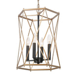 Modern Contemporary Gold Chandelier Geometric Lantern Large Kitchen Island Pendant Lights - Gold and Black - D12.5"x H 18"