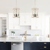Modern Contemporary Gold Chandelier Geometric Lantern Large Kitchen Island Pendant Lights - Gold and Black - D12.5"x H 18"