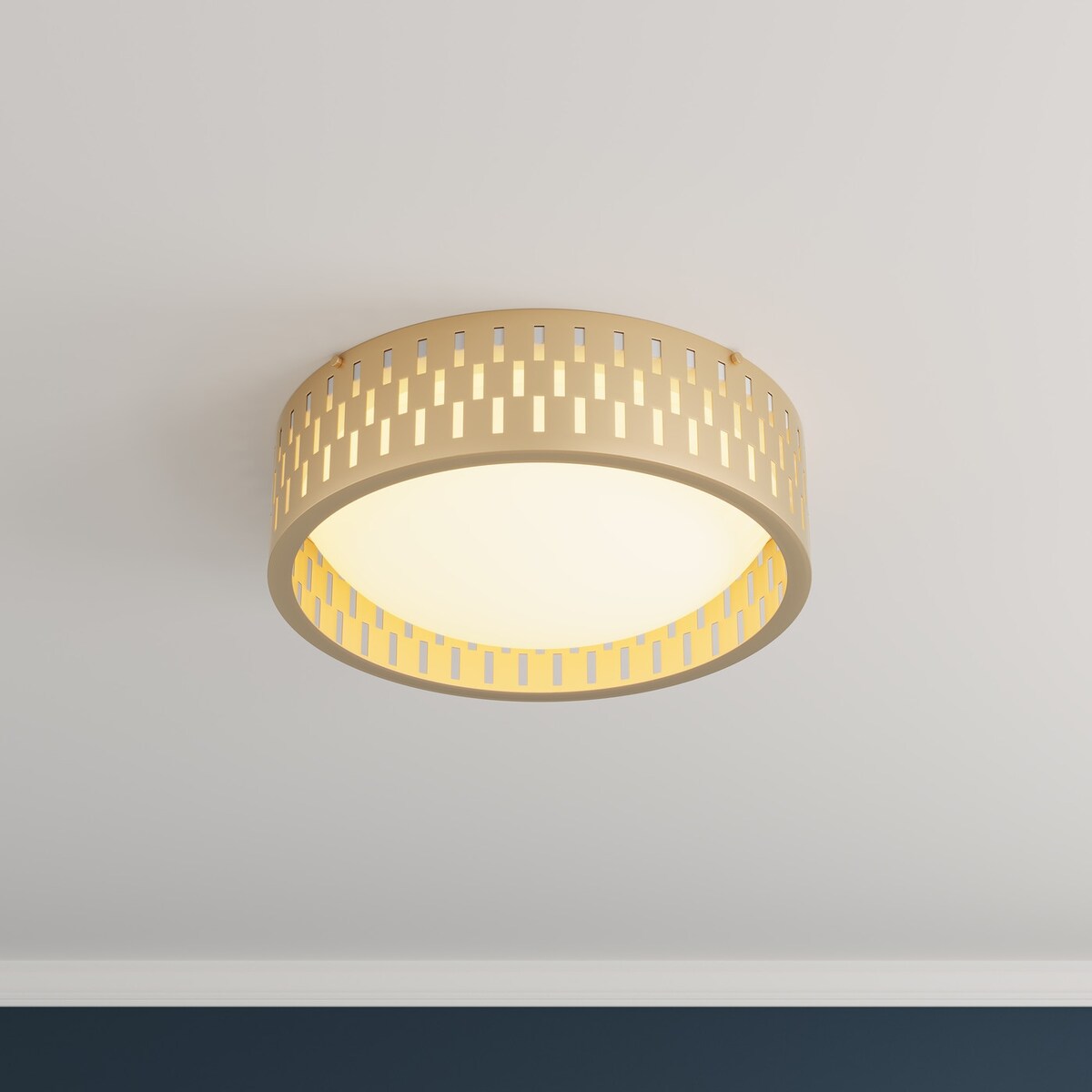 Modern Gold Finish Hollow-Carved Design Flush Mount LED Ceiling Light