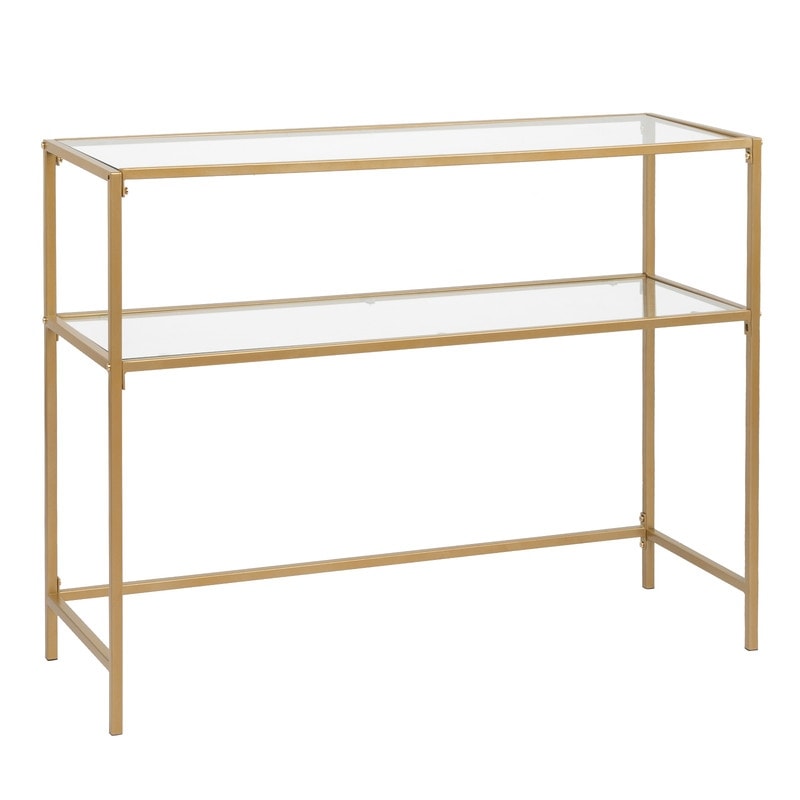 Modern Gold Frame 39.4" Entryway Console Table Glass Top