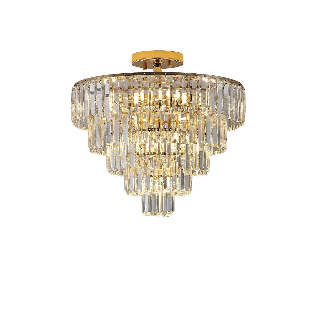 Modern Gold Semi Flush Mount Crystal Chandeliers