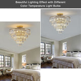 Modern Gold Semi Flush Mount Crystal Chandeliers
