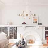 Modern Gold Sputnik 4-Light Metal Linear Chandelier for Dining Room - L30" x W3.1" x H25.5"