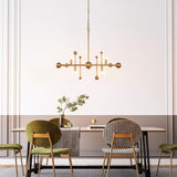 Modern Gold Sputnik 4-Light Metal Linear Chandelier for Dining Room - L30" x W3.1" x H25.5"