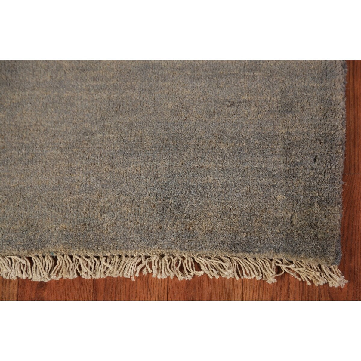 Modern Gray Gabbeh Runner Rug Hand-Knotted Wool Carpet - 3'5" x 9'10"