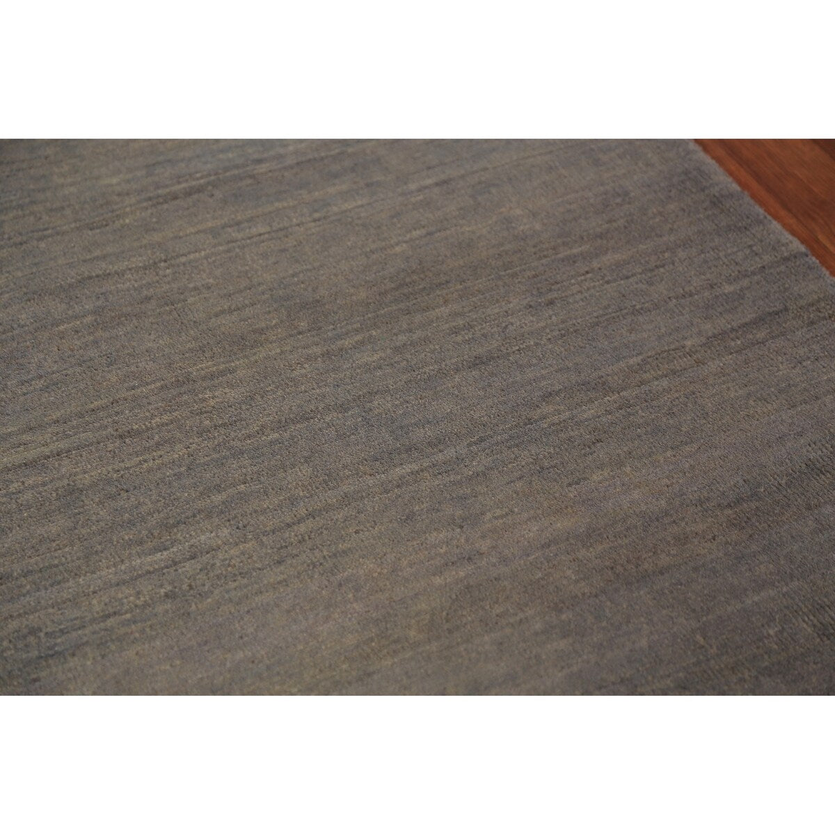 Modern Gray Gabbeh Runner Rug Hand-Knotted Wool Carpet - 3'5" x 9'10"