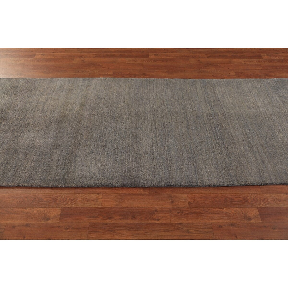Modern Gray Gabbeh Runner Rug Hand-Knotted Wool Carpet - 3'5" x 9'10"