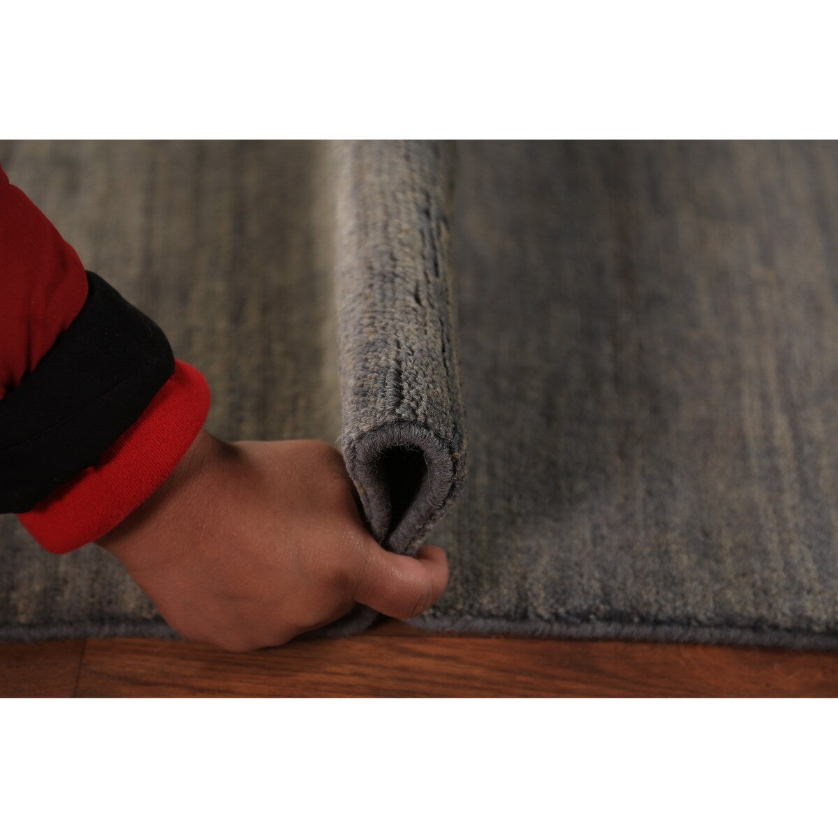 Modern Gray Gabbeh Runner Rug Hand-Knotted Wool Carpet - 3'5" x 9'10"