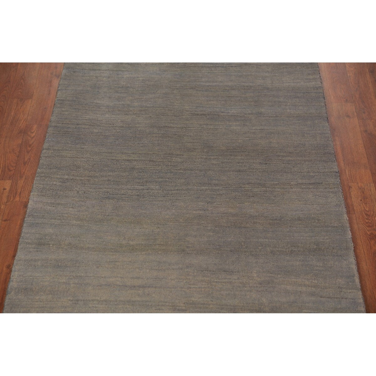 Modern Gray Gabbeh Runner Rug Hand-Knotted Wool Carpet - 3'5" x 9'10"