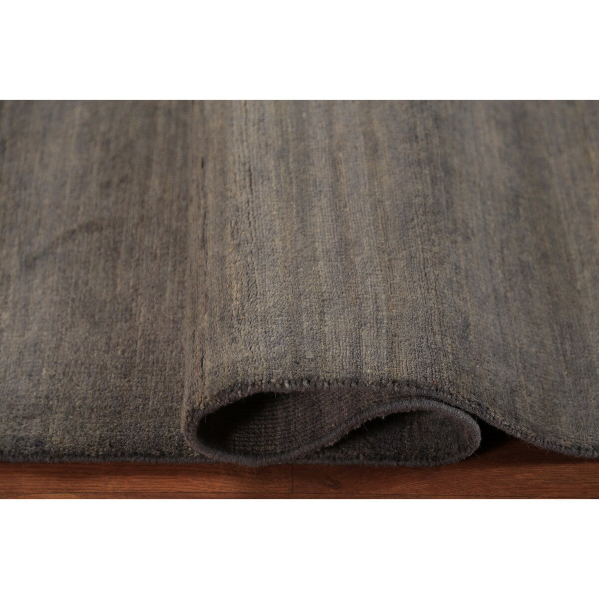 Modern Gray Gabbeh Runner Rug Hand-Knotted Wool Carpet - 3'5" x 9'10"