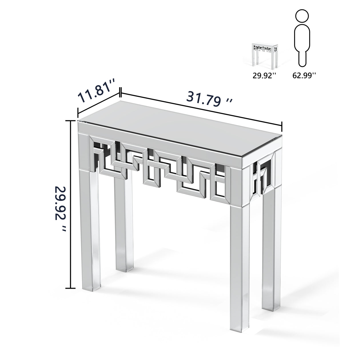 Modern Grecian Venetian Mirrored Console Table