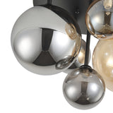 Modern Grey and Brown 5-Light Semi Flush Mount Ceiling Light with Globe Glass Lampshade
