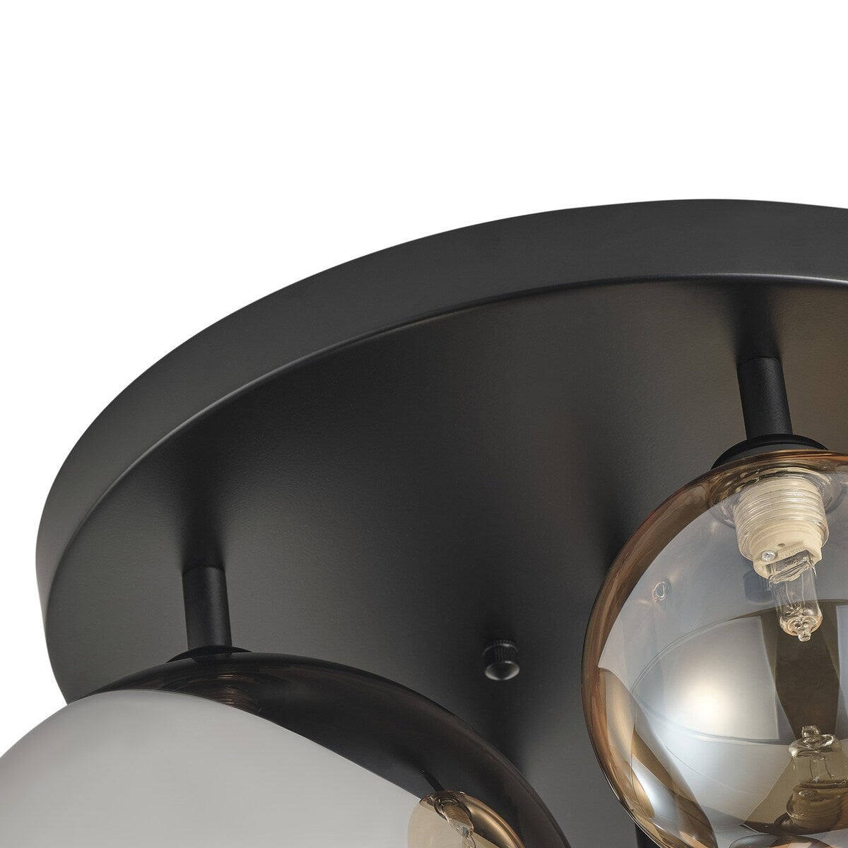 Modern Grey and Brown 5-Light Semi Flush Mount Ceiling Light with Globe Glass Lampshade