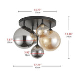 Modern Grey and Brown 5-Light Semi Flush Mount Ceiling Light with Globe Glass Lampshade