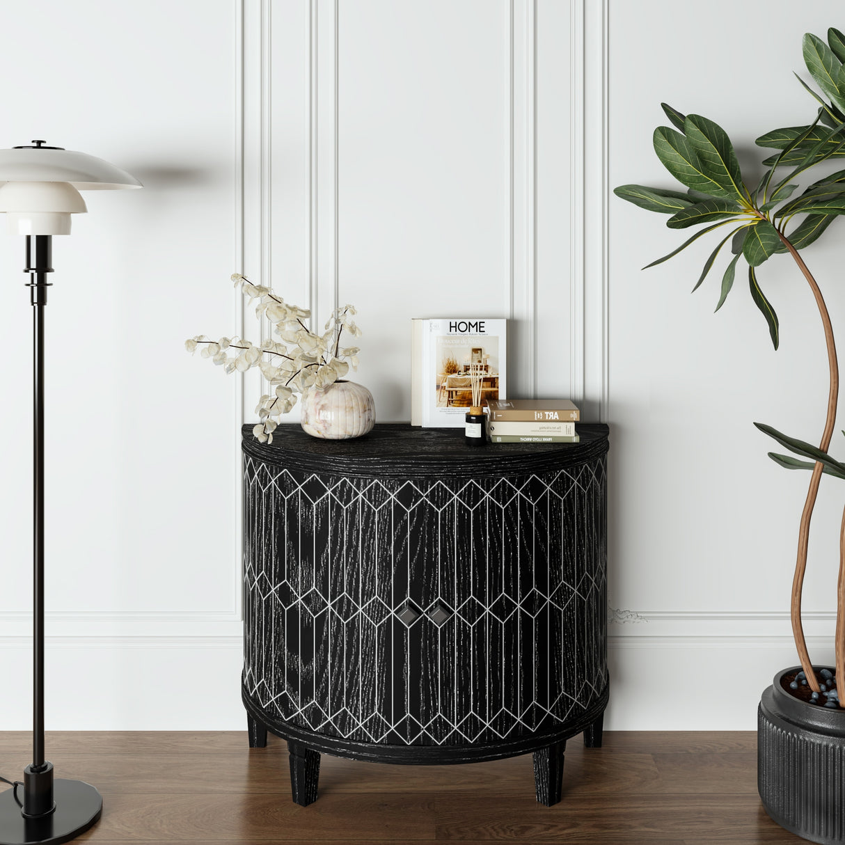 Modern Half-moon 2 Door Wooden Cabinet