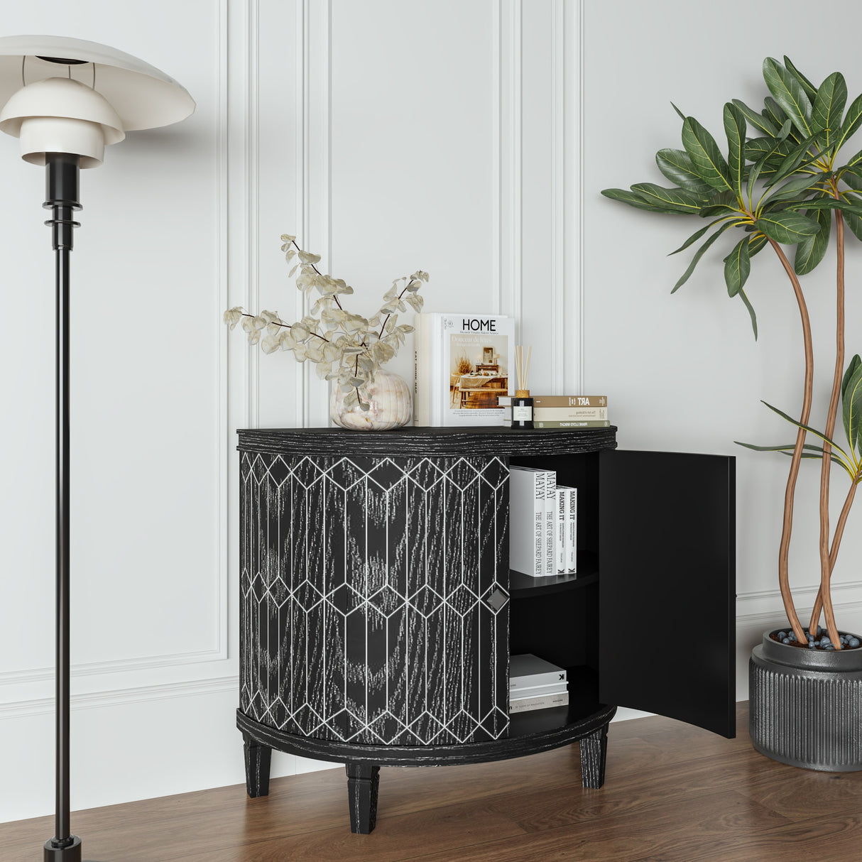 Modern Half-moon 2 Door Wooden Cabinet