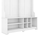 Modern Hallway Hall Tree with Metal Hooks and Storage Space, Multi-Functional Entryway Coat Rack with Shoe Cubbies