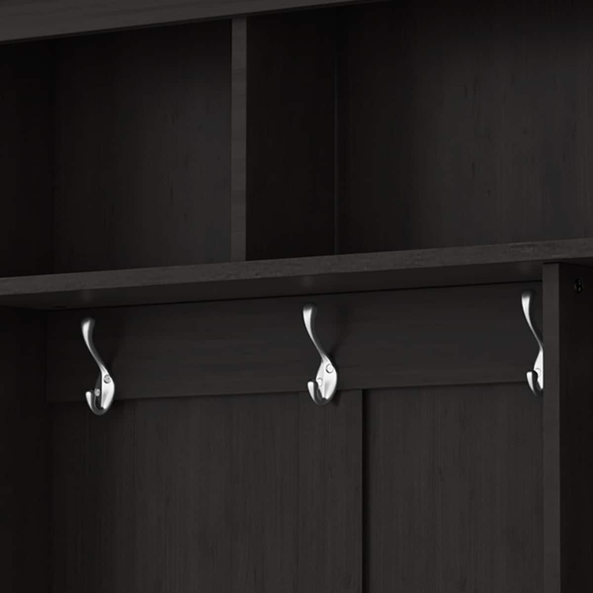 Modern Hallway Hall Tree with Metal Hooks and Storage Space, Multi-Functional Entryway Coat Rack with Shoe Cubbies