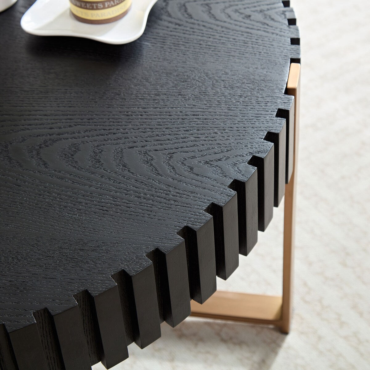 Modern Handcraft Drum Coffee Table 31.5 inch Round Coffee Table for Living Room,Small Coffee Table with Sturdy Pedestal